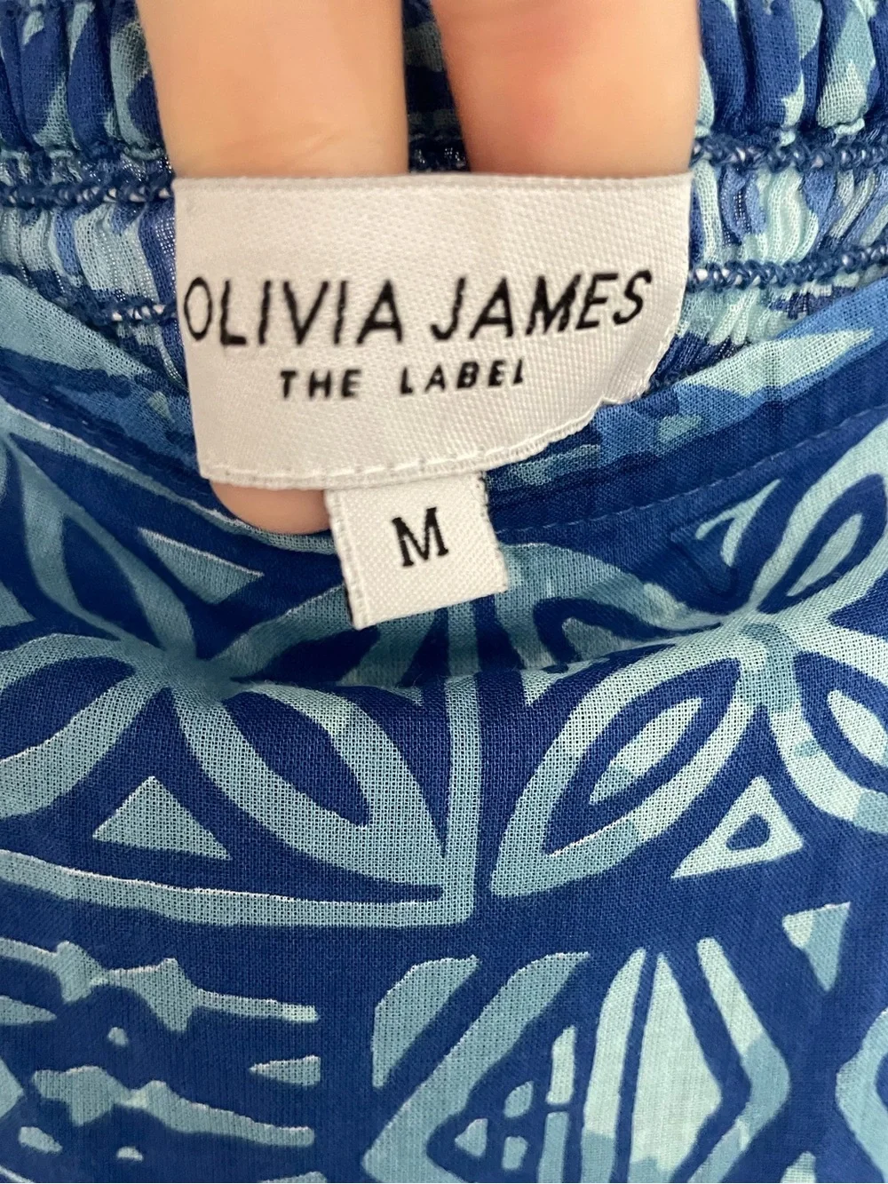 Olivia James Brooke Dress Native Dusk Blue Coastal Luxury Ruffle.         Sk6